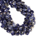 Natural Sodalite Faceted Heart Shape Beads Size 13x14mm 15.5'' Strand