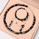 Snowflake Obsidian Chips Beads Size 5-8mm Jewelry Set Bracelet Earrings Necklace