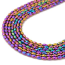 Gray Gold Rainbow Hematite Faceted Rice Shape Beads Size 3x5mm 15.5'' Strand