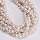 Natural White Fresh Water Edison Pearl Off Round Shape Beads 9-10mm 15.5" Strand