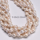Natural White Fresh Water Pearl Ringed Baroque Shape Beads 9-10x12-15mm 15.5"Str