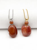 Natural Red Agate Nugget Shape Essential Oil Necklace Perfume Bottle