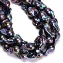 Peacock Fresh Water Pearl Baroque Shape Beads Size 15-18x20-25mm 16'' Strand