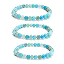 Natural Hemimorphite Smooth Round Beaded Bracelet 6mm 7.5'' Length 3 PCS/Set