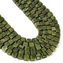 Natural Green Jade Smooth Cube Beads Size 8-9mm 15.5'' Strand