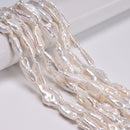 White Fresh Water Keshi Pearl Irregular Nugget Chunk 8-10x18-23mm 15.5'' Strand