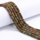 Natural Unakite Smooth Rondelle Beads Size 2x4.5mm 15.5'' Strand