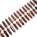 Mahogany Obsidian Top Drill Faceted Double Point Beads Size 8x32mm 15.5'' Strand