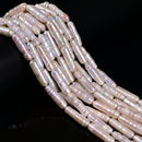 Natural White Fresh Water Pearl Ringed Long Stick Shape Beads 6-7x25-28mm 16"Str