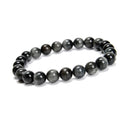 Gray Eagle's Eye Smooth Round Beaded Bracelet 6mm 8mm 10mm 7.5''Length Sold by Piece