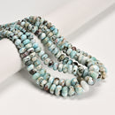Natural Multi Color Larimar Graduated Smooth Rondelle Beads 4x6-8x12mm 15.5''Std