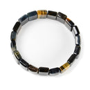 Golden Blue Tiger Eye Rectangle Double Drill Bracelet Size 11x14mm 7.5'' Length