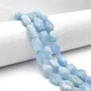 Natural Aquamarine Faceted Nugget Chunk Beads Size 10x14mm-12x16mm 16"Strd