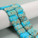 Blue Sea Sediment Jasper Double Drill Rectangle Beads 5x10mm 10x20mm 8'' Strand