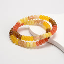 02-Multi-color Dyed Jade Smooth Rondelle Beaded Bracelet Size 5x8mm 7.5'' Length