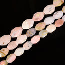 Natural Pink Opal Faceted Octagon Slice Beads 20x25mm 22x30mm 25x35mm 15.5'' Std