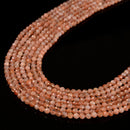 Natural Sunstone Faceted Round Beads Size 3.5-4mm 15.5'' Strand