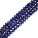 Natural Lapis Lazuli Smooth Round Beads 3.5 - 4mm 6mm 8mm 10mm 12mm 15.5'' Strand