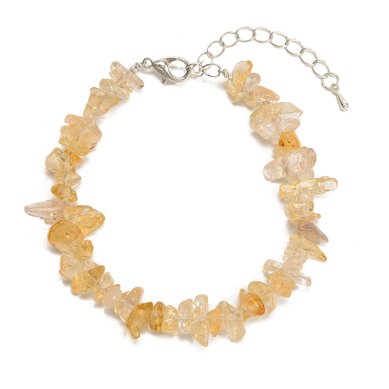 01-Mixed Gemstone Chips Bracelet With Silver Plated Clasp Size 5-8mm 7.5''Length