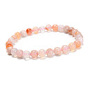 Cherry Flower Sakura Agate Smooth Round Beaded Bracelet 6mm 7.5''Length 3PCS/Set