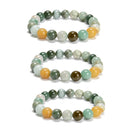 Natural Multi-Color Jade Smooth Round Beaded Bracelet 10mm 7.5''Length 3 PCS/Set