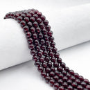 01- Natural Red Garnet Smooth Round Beads Size 5mm to 9.5mm 15.5" Strand