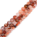 Natural Red Hematoid Fire Quartz Smooth Round Beads Size 6mm 8mm 10mm 15.5" Strd