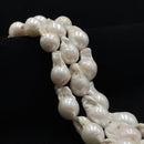White Fresh Water Pearl Baroque Flame Ball Beads Size 13x18-25mm 15.5'' Strand
