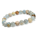 Lemurian Aquatine Calcite Smooth Round Beaded Bracelet 8mm 7.5''Length 3 PCS/Set