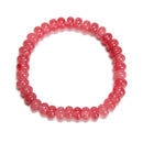 Rhodochrosite Color Dyed Jade Smooth Rondelle Beaded Bracelet 5x8mm 7.5'' Length