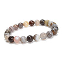 Botswana Agate Smooth Round Beaded Bracelet 6mm 8mm 10mm 7.5'' Length 3 PCS/Set