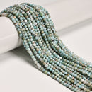 Natural Larimar Faceted Round Beads Size 3.5mm 15.5'' Strand