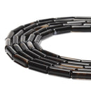 Black Stripe Agate Cylinder Tube Beads Size 4x13mm 15.5'' Strand