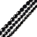 Black Agate Faceted Oval Shape Beads Size 5x7mm 6x8mm 8x10mm 15.5'' Strand