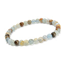 Lemurian Aquatine Calcite Smooth Round Beaded Bracelet 6mm 7.5''Length 3 PCS/Set