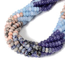 03-Multi-color Gemstone Smooth Rondelle Beads Size 5x8mm 15.5'' Strand
