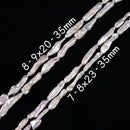 Natural White Fresh Water Keshi Pearl Long Stick Shape Beads 7-8x23-35mm 15" Str