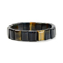 Golden Blue Tiger Eye Rectangle Double Drill Bracelet Size 11x14mm 7.5'' Length