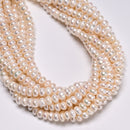 Natural White Fresh Water Pearl Rondelle Button Beads Size 4x7mm 13.5'' Strand