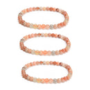 Natural Arusha Smooth Round Beaded Bracelet Size 5mm7.5'' Length 3 PCS Per Set