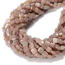 Natural Peach Moonstone Faceted Square Beads Size 6mm 8mm 15.5'' Strand