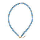 Aquamarine Color Dyed Jade Rondelle Beaded Necklace 17''-18.5" Length Adjustable