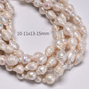 Natural White Fresh Water Pearl Ringed Baroque Shape Beads 9-10x12-15mm 15.5"Str