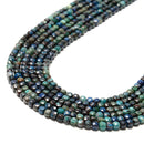 Natural Azurite Fynchenite Faceted Cube Beads Size 4mm 15.5'' Strand