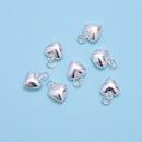 925 Sterling Silver Heart Shape Pendant charm Size 10x11mm 2Pcs per Bag