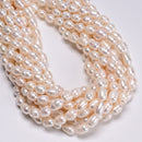 Fresh Water Pearl Ringed Rice Shape Beads Size 6x8mm 8x10mm 13.5'' Strand
