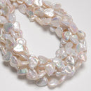 Natural White Fresh Water Pearl Flat Heart Shape Beads Size 13-14mm 15'' Strand