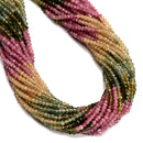 Gradient Natural Multi-color Tourmaline Faceted Rondelle Beads 3x4mm 15.5'' Strd