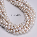 High Quality AAA White Fresh Water Pearl Off Round Beads 8-9mm 9-10mm 15.5'' Strand