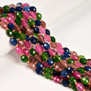 Multi-color Tourmaline Color Dyed Jade Faceted Rice Beads 8x10mm 15.5'' Strand